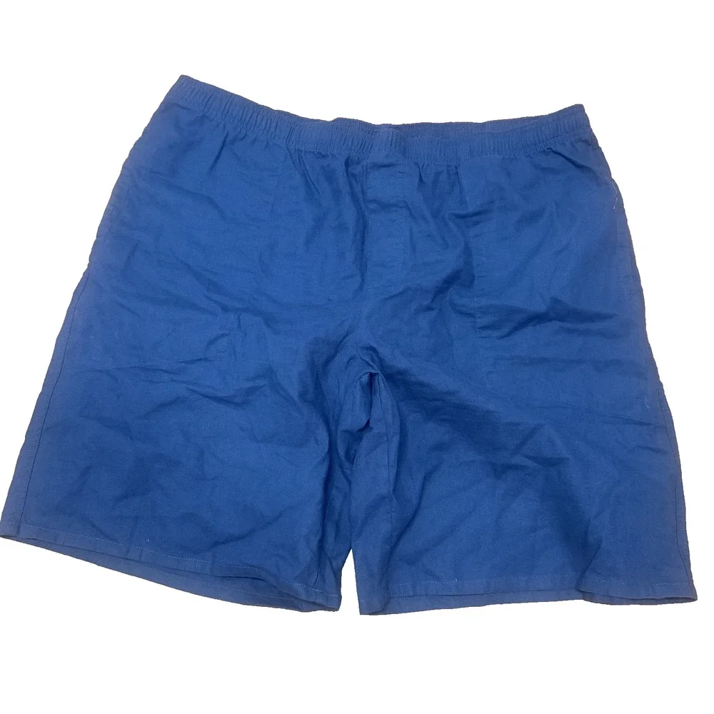 NWOT Orton Navy blue linen cotton shorts mens XL elastic pull on drawstring